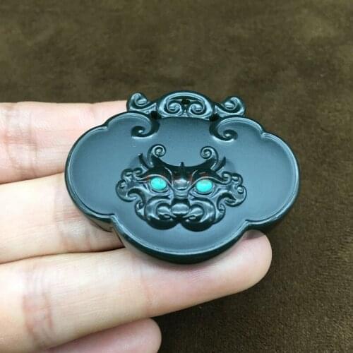 Xinjiang Hetian jade sapphire one fine material sitting lotus Guanyin brand pendant jade Buddha pendant black jade hp311
