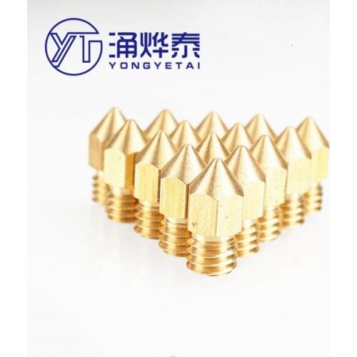 YYT 5PCS 3D printer accessories full metal brass Mk8 pointed nozzle M6 thread 1.75/3MM lettering