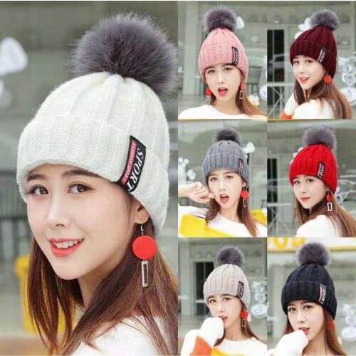 2020 womens hat fashion winter personalized knitted hat trend outdoor sports warm wool hat with wool ball