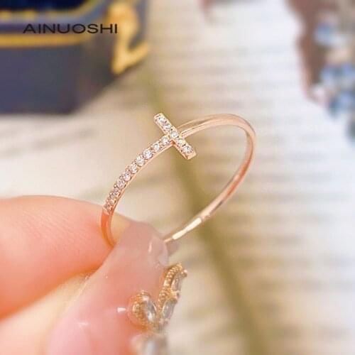 AINUOSHI 18K Gold 0.057 Carat Round Cut Real Natural Diamond Engagement for Women Exclusively Handcrafted Wedding Ring