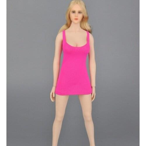 1/6 Female U Neck Mini Dress Models Red Pink Red White for 12''Figures Bodies Accessories DIY