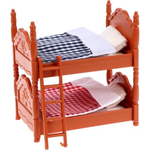 1 Set Doll House Mini Bedroom Children Mini Double Bed Furniture Scene Toy