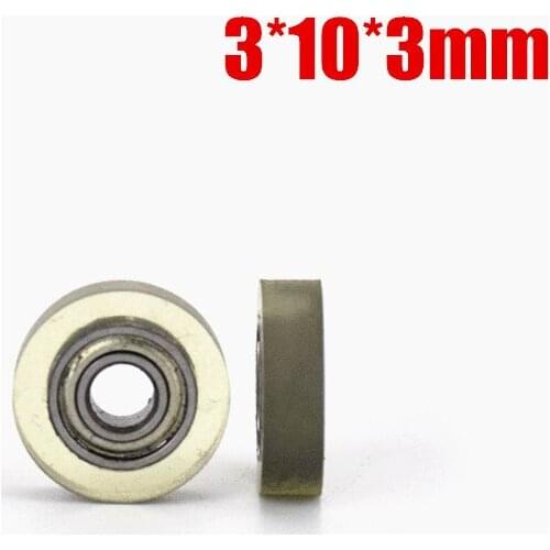 1pcs 3*10*3mm F type , coated polyurethane PU wheel, mute and transparent, 638 bearing pulley, Printer and drawer roller wheel