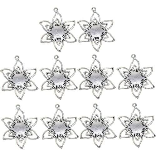 10pcs Filigree Flower Blank Photo Cameo Settings Tray Base Pendants Jewelry