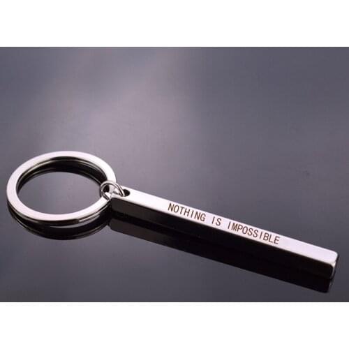 15 Styles Inspirational Quotes Engraved Keychain " NOTHING IS IMPOSSIBLE " Letters Vertical Bar Key Chains Best Christmas Gifts