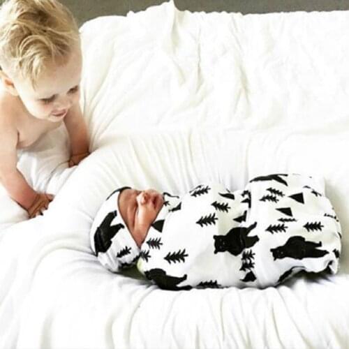 2Pcs/Set Newborn Fashion Baby 2018 Swaddle Blanket Baby Sleeping Swaddle Muslin Wrap Fashion Hat