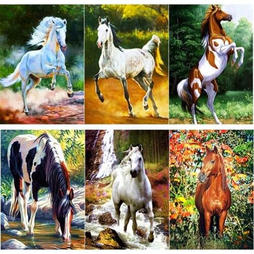 5D DIY Diamond Painting Full Square Round Drill Steed Diamond Embroidery Animals Cross Stitch Home Decor Crafts Manual Art Gift