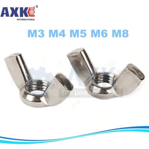 AXK M3 M4 M5 M6 M8 DIN315 304 Stainless Steel Hand Tighten Nut Butterfly Nut Ingot Wing Nuts