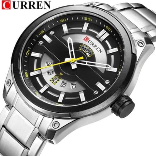Relojes CURREN Watches Men Fashion Quartz Mens Wristwatch With Calendar Stainless Steel Business Waterproof Erkek Kol Saati