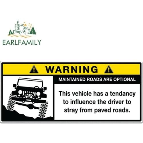 EARLFAMILY 13cm x 5.6cm Warning Roads Option Decal Window Trunk Bumper Decal Funny Offroad Reflective Car Sticker Waterproof