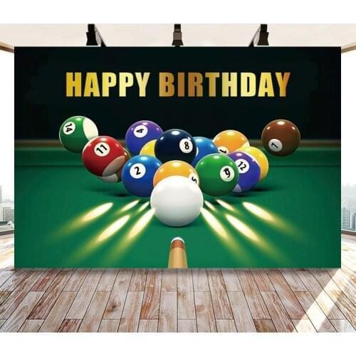 Snooker Billiards Eightball Prince Men Birthday Photography Backdrops Green Table Pool Clearance Celebration Party Background