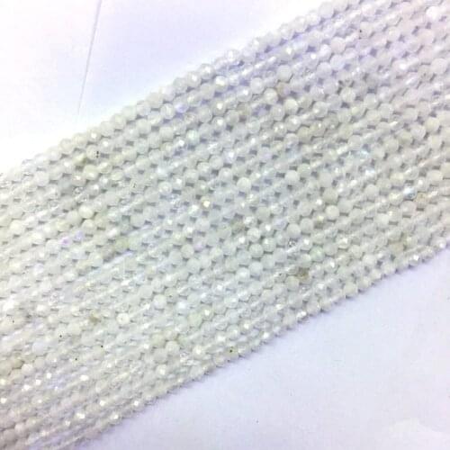 Natural White Moonstone Beads Micro Faceted 2mm 3mm 4mm Tiny Moonstone Small White Gem stone White Semi Precious beads15.5"