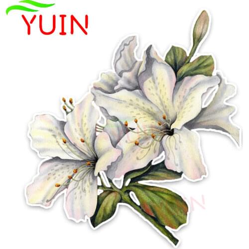 Interesting Lily Flower Car Sticker High Quality Art Fantasy Style Cars Accessories PVC Decorative Waterproof Decal 12*11cm
