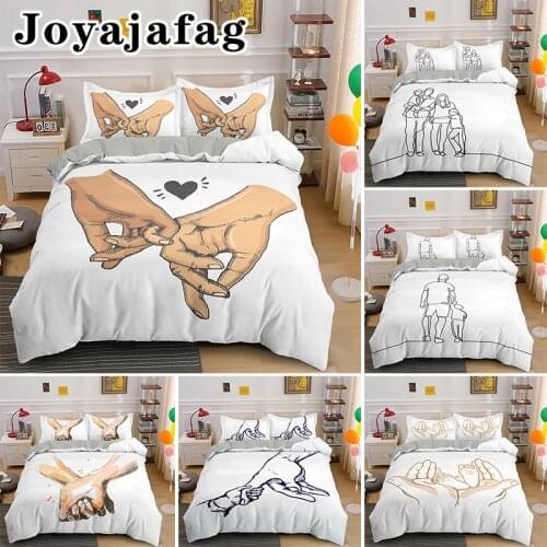 Sweet Love Painting Bedding Set Soft Fabric King Queen Size Duvet Cover With Pillowcase 2/3pcs Bedclothes Home Textile Drop Ship