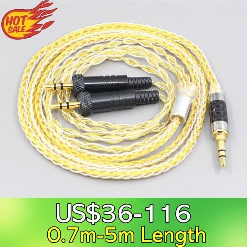 LN007306 8 Core OCC Silver Gold Plated Braided Earphone Cable For Sony MDR-Z1R MDR-Z7 MDR-Z7M2 With Screw To Fix