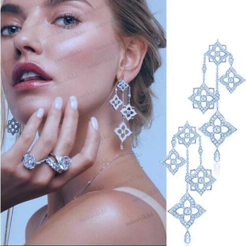 Missvikki Flashing glowing CZ Long Dangle Drop Earrings for Women Bridal Wedding Party Daily Trendy Jewelry High Quality Earring