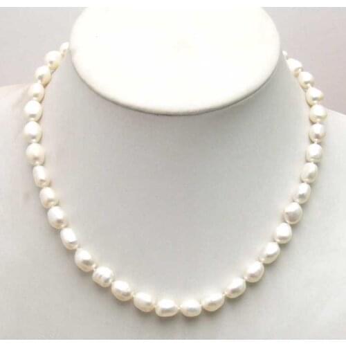 Qingmos Fashion Baroque White Pearl Necklace for Women Jewelry with Natural Freshwater Pearl Chokers 17" Colar Femme 5661