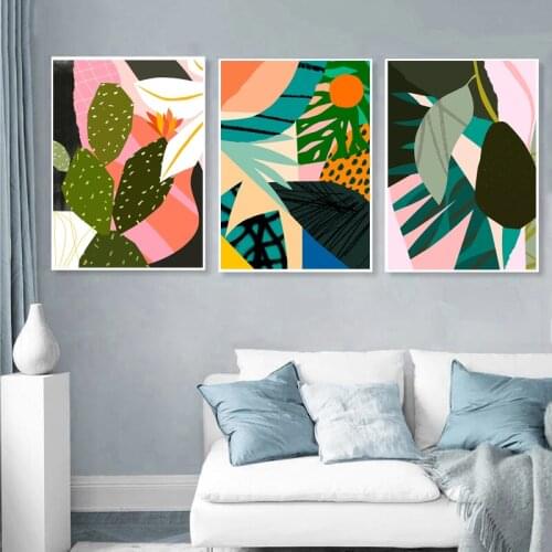 Fashion Abstract Vintage Plant Leaf Wall Art Canvas Painting Nordic Posters And Prints Wall Pictures For Living Room Decor