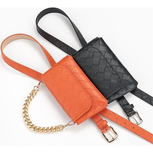 Fashion Style Personalize Mini Chain Waist Color Bags For Women Fanny Packs For Cool Girl PU Leather Shoulder Crossbody Bag Belt