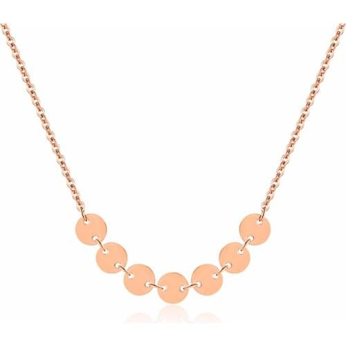 Fashion Brand Love String Round Coin Chain Choker Necklace Rose Gold Color Stainless Steel Women Party Christmas Gift
