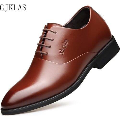 Elevator Shoes for Men Oxford Shoe British Style Wedding Dress Black Brown Leather Shoes Men Formal Office Oxfords Elegant