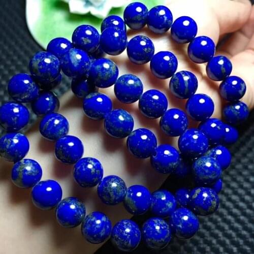 Natural Blue Lapis Lazuli Gemstone Round Beads Bracelet 10mm