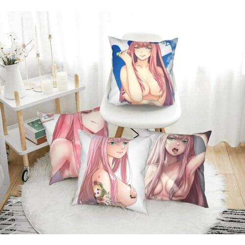 Zero Two Pink Girl 002 Goro Hiro Pillow Case Cushion Anime Cartoon Body PillowCase Polyester Home Car Sofa Decor