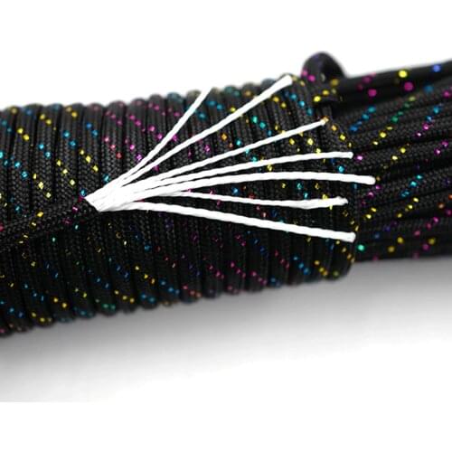 New Dazzling 550 Paracord Parachute Cord Lanyard 4mm Diameter with Tracing Strips For Party Decorating Wrist Wrap Bracelet