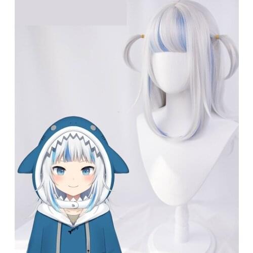 New Hololive English VTuber Gawr Gura Cosplay Wig Cute Wig Heat Resistant Synthetic Hair Carnival Halloween Party Props