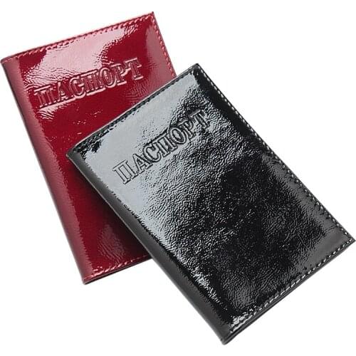 2020 Genuine Leather Russian imprinting Passport Cover Travel Passport Holder Bag Case Credit Card Holder