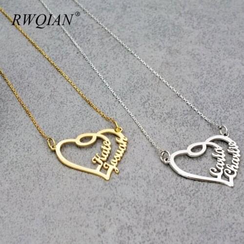 Custom Name Necklace Personalize Heart Stainless Steel Pendant Necklace Gold Chain Necklaces for Women Charm Jewelry Gifts 2020