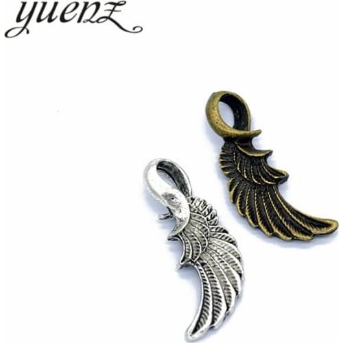 YuenZ 10pcs 2 color Tibetan Silver Plated Pendant Antique wing Charms Jewelry Making DIY Handmade Craft 30*12mm D422