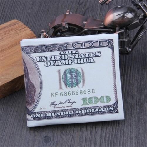 Hot Dollar Pattern Mens Wallet PU Leather Zipper Small Mini Gentleman Purse Fashion Design Short Coin Purses Holders