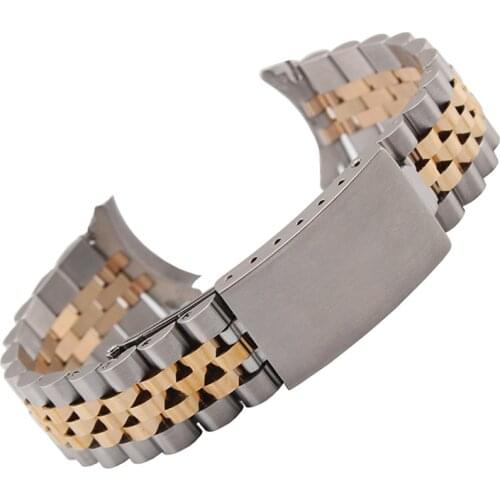 Stainless Steel Watch Band 13mm 17mm 20mm 21mm Strap Wristband Curved End Watch Strap Replacement Wrist Belt For Dayjust