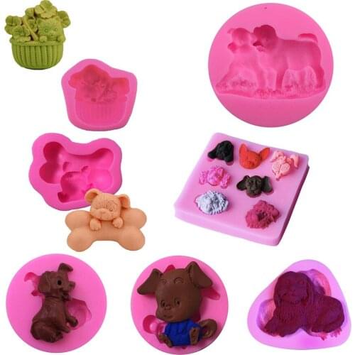 Silicone pet dog shape handmade soap mold chocolate cake decorating tools DIY baking fondant silicone mold