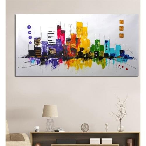 Modern Abstract City Canvas Paintings Watercolor Scandinavian Canvas Art Pop Wall Art Pictures Living Room Decoration Frameless