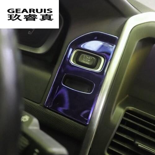 Special Car Interior keyhole panel decorative cover trim Blue stainless steel strip key ring cover sticker for Volvo XC60 XC70