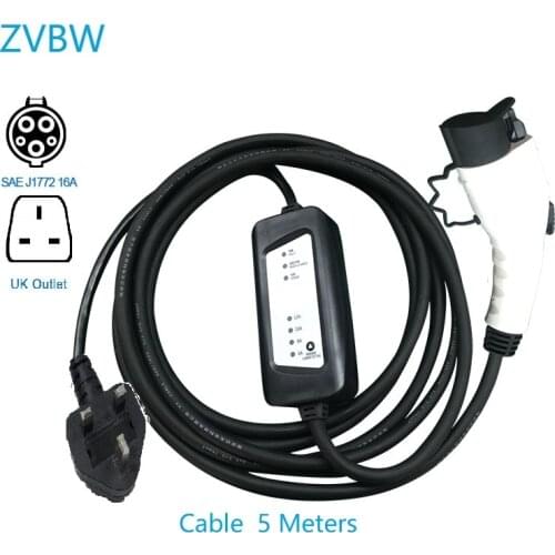 ZWET Sae J1772 Portable Electric Vehicle Charger Level 2 14A 16Amp 240V Input UK Plug