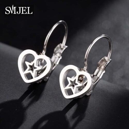 SMJEL Romantic Stars in Heart Earrings for Women Small Circle Hoop Earings femme Modern Shopping Jewelry Accessories