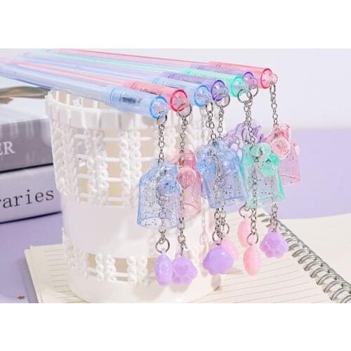 1 PCS Cute Kawaii Cat Paw Bell Pendant Gel Pen School Office Supply Stationery Creative Sweet Lovely Pen