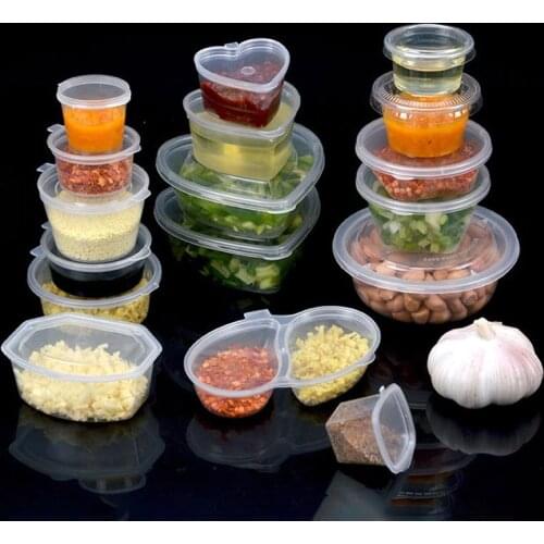 10Pcs Disposable Sauce Cups Small Plastic Storage Box for Tomato with Lid Leakproof Clear Container for Butter Kitchen Organizer