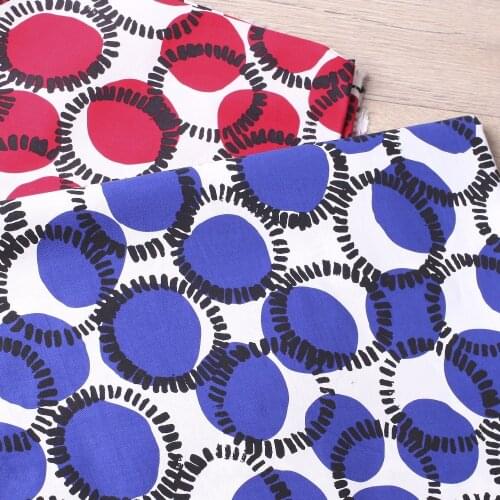 100%cotton sateen stretch red and blue dots fabric for sewing women clothing upholstery tissue wedding dress by 140cm width