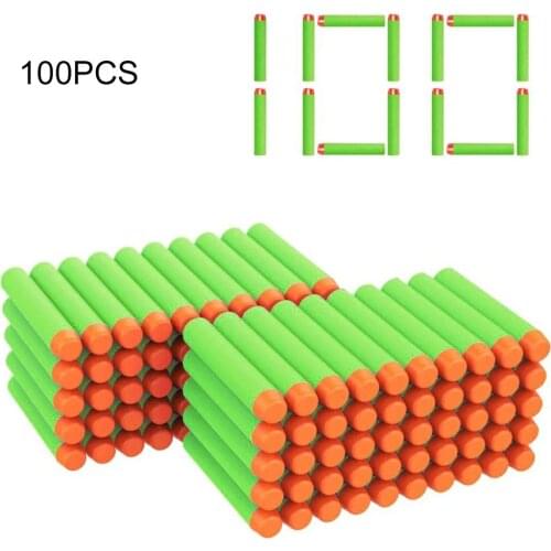 100pcs Bullets EVA Soft Hollow Hole Head 7.2cm Refill Bullet Darts Toy Accessories For Nerf Blasters Children' S Toy