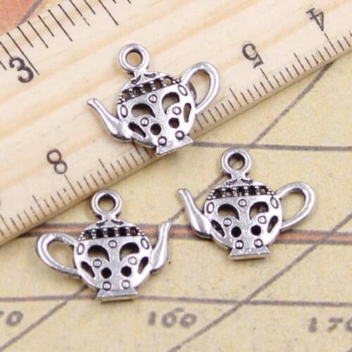 20pcs Charms Hollow Teapot 16x18mm Antique Silver Color Pendants Making DIY Handmade Jewelry Factory Wholesale