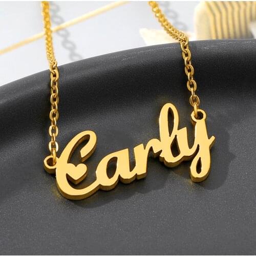 3 Colors Personalized Custom Name Pendant Necklaces For Women Stainless Steel Gold Chain Customized Nameplate Necklace Bijoux