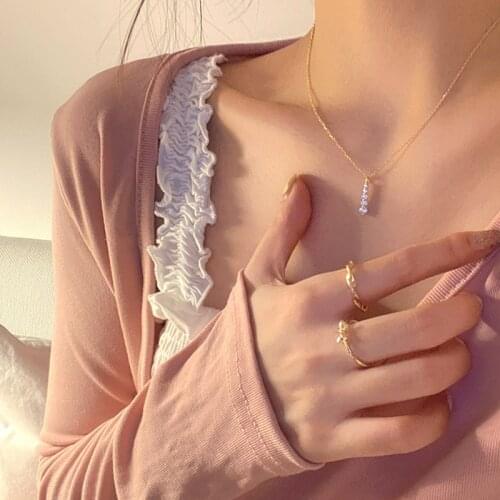 925 Sterling Silver Shiny Zircon Water Drop Necklaces For Women Light Luxury Clavicle Chain Necklaces Choker dz236