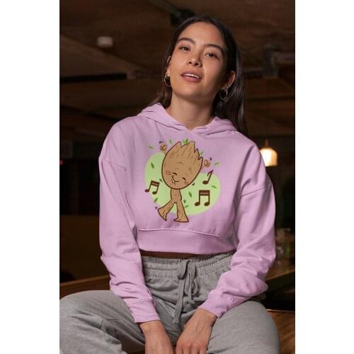 Angemiel Wear Dancing Groot Pink Short Hooded Sweatshirt