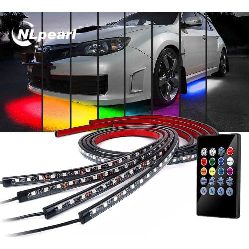 NLpearl Car LED Underbody Light With Remote /APP Control RGB LED Neon Underglow Lights Auto Decorative Ambient Atmosphere Lamp