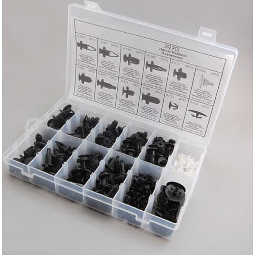 BBQ@FUKA 242 Clips Car Bumper Fender Hood Trim Body Retainers Assortment Clip Kit For Honda Accord Odyssey Vigor Civic Prelude