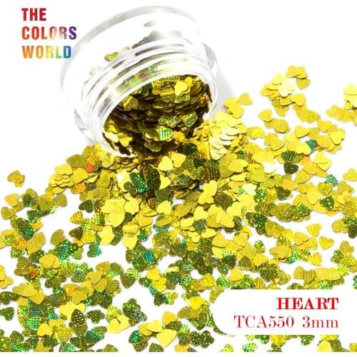 TCT-054 Heart Shape 3MM Size Solvent Resistant Star Shinning Laser Color Nail Glitter For Nail Art Decoration Makeup DIY Manual
